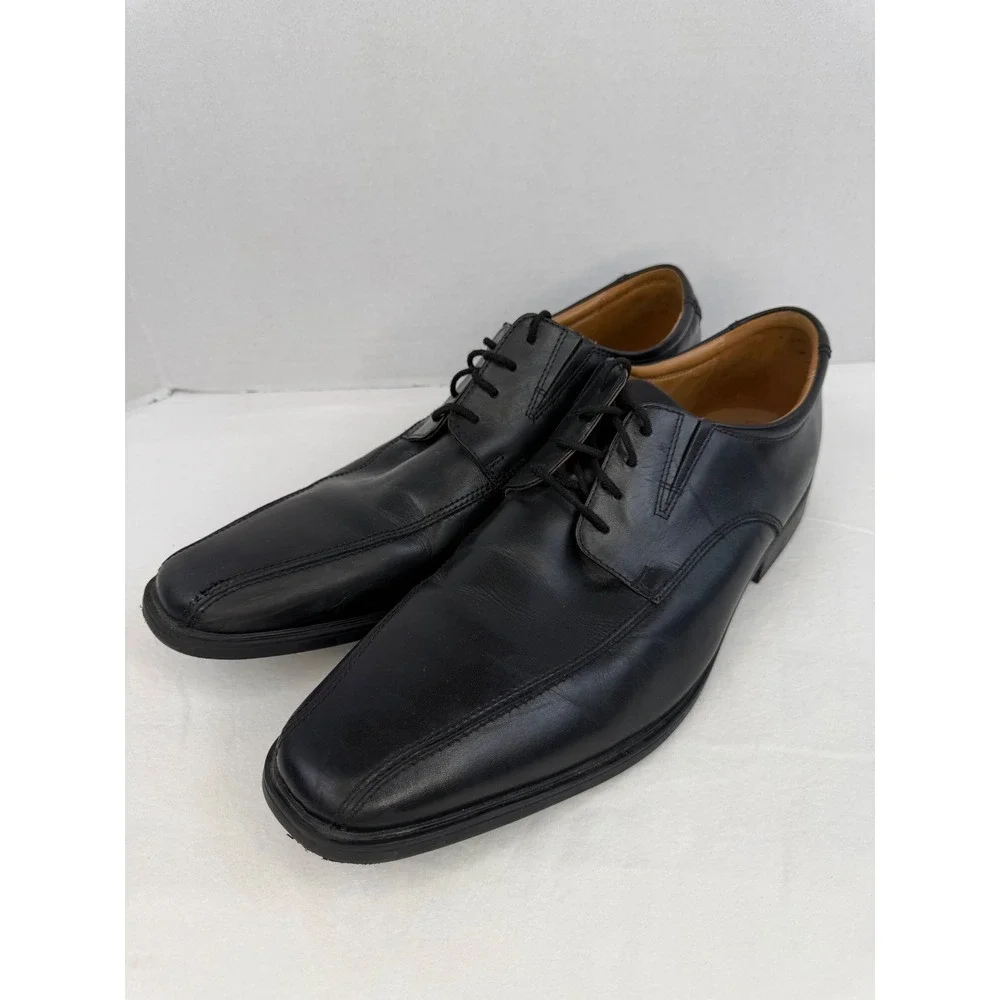 Clarks Collection Mens Black Leather Bicycle Toe Oxford Dress‎ Shoes Size 15 M